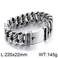 Bracciale a catena cubana in acciaio inossidabile argento, larghezza 22mm, uomo - Maglia Cubana Argento Pesante Larga 22mm (KB79015-BD) / Lunghezza 220mm/Peso 145g