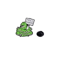 Green cartoon snake enamel pin with Free Hugsss sign and yellow star patterns - Green Snake with FREE HUGSSS Sign