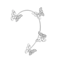 Silver butterfly ear cuff featuring hollow wings and sparkling crystals for women - Silver E Style Left