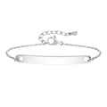 Minimalist silver stainless steel curved ID bar bracelet with adjustable lobster clasp - Steel