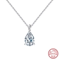 Elegant 925 sterling silver necklace featuring a sparkling pear-cut zircon teardrop pendant - 925 Silver / 5x8mm / Silver