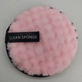 Pink microfiber reusable makeup remover puff with soft texture and black edge trim - Light Pink Pineapple Grid