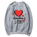 Grey crewneck sweatshirt featuring red heart pattern and Happy Valentine's Day print - S / Top (311) / Light Gray