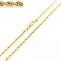 Collana a catena a fune intrecciata dorata in acciaio al titanio per uomo e donna - 3mm / Oro / 50cm