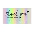 50-pack holographic rainbow thank you cards with black script text for gift packaging - Style M-16/Thank You For Your Order