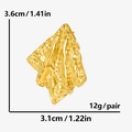 Detailed view of gold irregular crinkle earrings measuring 3.6cm by 3.1cm in size - Irregular Pleated / Pair Pack / Gold