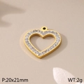 Pendentif coeur doré serti de strass, taille 20x21mm et poids léger de 2g - Pendentif Coeur Strass(KLJ068-Z)