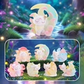 Nine-tailed fox cat mythical figurine series with gradient tails and matte finish - -389 Tushan Wisdom Fairy Fox Flocked Box 6 / Full Box Set