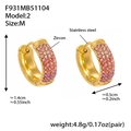 18k gold plated stainless steel hoop earrings with pink and purple gradient zircon stones - Pink Zirconia (F931-2) / M