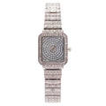 Montre quartz carrée élégante pour femme en argent sertie de strass brillants - Argenté