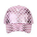 Rosafarbene Metallik-Baseballkappe mit weißem Meerjungfrau-Fischschuppenmuster - Meerjungfrau-Rosa
