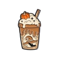 Spilla in smalto latte alla zucca di Halloween con cappello da strega e motivo a pipistrello - Stile Zucca Latte Cappello da Strega Pipistrello (QHXZ2780)