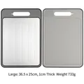 Dual-sided aluminum and plastic large cutting board with built-in sharpener, 36.5x25cm - Large / Gray