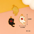 Detail showing Halloween black and white cat alloy charms with 26x16.5mm size marks - Heart Cat