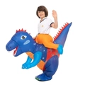 Kids inflatable blue T-Rex dinosaur costume for Halloween cosplay party decor - Children Riding Blue Shorts With Dinosaur / One Size