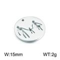 Silver stainless steel 15mm round pendant featuring a cutout family silhouette charm - Steel Style 11 (KLJ2374-Z)