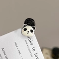 Close-up of a cute black and white panda head hair claw clip with a secure metal pin back - Double Sided Panda Mini Claw / Approx 2cm