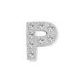 Silver letter P pendant charm with sparkling cubic zirconia stones for DIY jewelry - Letter P - Steel Color