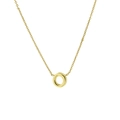 Classic 18k gold plated round ring pendant necklace with thin chain for women - Letter O