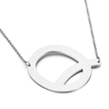 Silver titanium steel necklace with large letter Q pendant and sleek metal chain - Letter Q (KN26373-K)