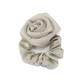 Elegant champagne silk rose scrunchie with soft satin finish for women hair styling - Light Gray