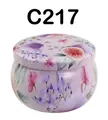 Round tin candle jar with elegant purple floral and fig print and matching airtight lid - 75*50MM C217 Pink Fig Empty Tin