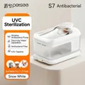 Fuente de agua inalámbrica de 4,5L para gatos con esterilización UVC y diseño agua-electricidad - Estilo S7 Inalámbrico Antibacteriano Sin Calefacción / Blanco Nieve