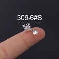 Silver snowflake stud earring with zircon and iridescent bead detail on fingertip - Snowflake Rainbow Bead Style (309-6#S) / Silver