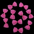 Set of 10 pink mesh bowknot accessories for dolls and hair clips on a black background - Rose Red
