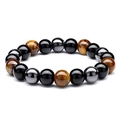 Bracciale elastico con pietre occhio di tigre e ematite magnetica 10mm per uomo e donna - Bracciale Ematite 10mm