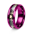 8mm magenta titanium ring with black carbon fiber inlay and gold EKG heartbeat pattern - US 6 / Purple