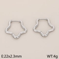 Silver stainless steel star shaped hoop earrings with minimalist geometric design - Star Style (KE114001-KFC)