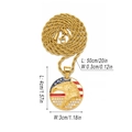 Gold hip hop necklace with American flag eagle pendant and rhinestones 50cm chain - Eagle Round Tag (468) / Gold