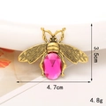 Vintage gold bee charm with pink gemstone, sized 4.7cm x 3.5cm for DIY crafts - Gold/Rose Red Bee