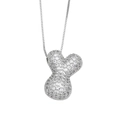 Silver bean pendant necklace with white zircon pavé and delicate box chain - Shape: Bean / Silver
