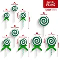 Green and white swirl lollipop picks with green bows for DIY Christmas bouquets - A Small (25mm Diameter/70mm Length) / Green/White