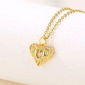 Golden heart wing pendant necklace with pavé zircon and elegant O-chain for women - Gold