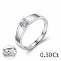 925 silver 0.5ct moissanite ring for men with minimalist adjustable open band - Adjustable Open / 0.5ct Moissanite (Fashion Edition)