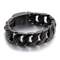 Men's bold Cuban link bracelet in antique silver finish made of 316L stainless steel - Oxidized Black (KB76209-BD)