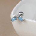 Detail of marquise-shaped turquoise earrings with polished 18K gold stainless steel screw back - E1240-6 Silver - Double Marquise