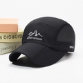 Schwarze faltbare Mesh-Outdoor-Kappe mit UPF 50+ Schutz und Berg-Logo-Stickerei - Verstellbar / Schwarz