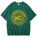 T-shirt à manches courtes vert foncé avec imprimé graphique jaune Alligator Alcatraz - Vert foncé