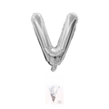 Silver letter V foil balloon for party decor available in 16, 32, or 40 inches - 16" / Silver Letter V (With Backing Card)