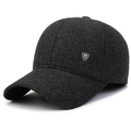 Gorra de béisbol de lana gris oscuro para hombre con forro polar y escudo metálico - Ajustable / Etiqueta M Gris