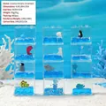Cubes océaniques empilables en acrylique avec ours polaires et liquide bleu décoratif - Blocs de Figurines Marines