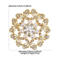 Golden flower brooch with white pearls and clear rhinestones, 5.8cm diameter - Gold Pearl Snowflake Rhinestone Brooch (4073141)