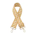 Detail of yellow and white geometric jacquard strap with gold metal lobster clasps - Yellow
