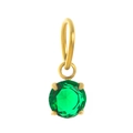 Ciondolo in acciaio 18k dorato con una pietra portafortuna verde di forma rotonda - Maggio-Ciondolo Singolo (Verde Smeraldo)