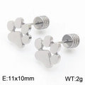 Boucles d'oreilles patte d'animal en acier argenté avec fermoir à vis 11x10mm - Acier