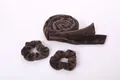 Brown velvet heatless hair curler set with matching scrunchies for overnight waves - Grey-Brown Large Scrunchies Set